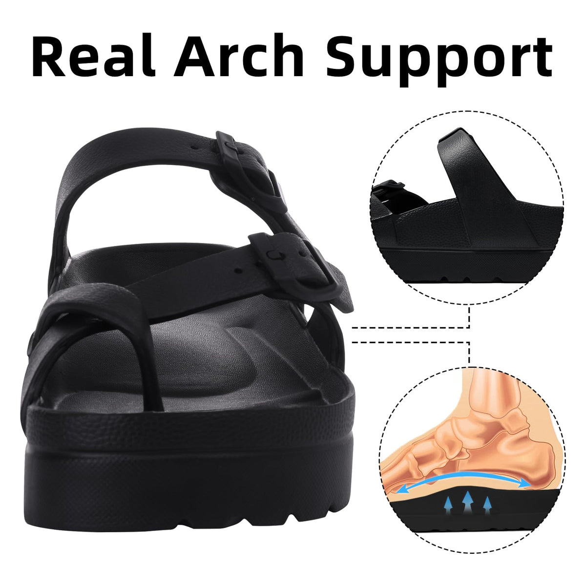 Goosecret Women's Platform Sandals Arch Support Comfortable Foam Slides