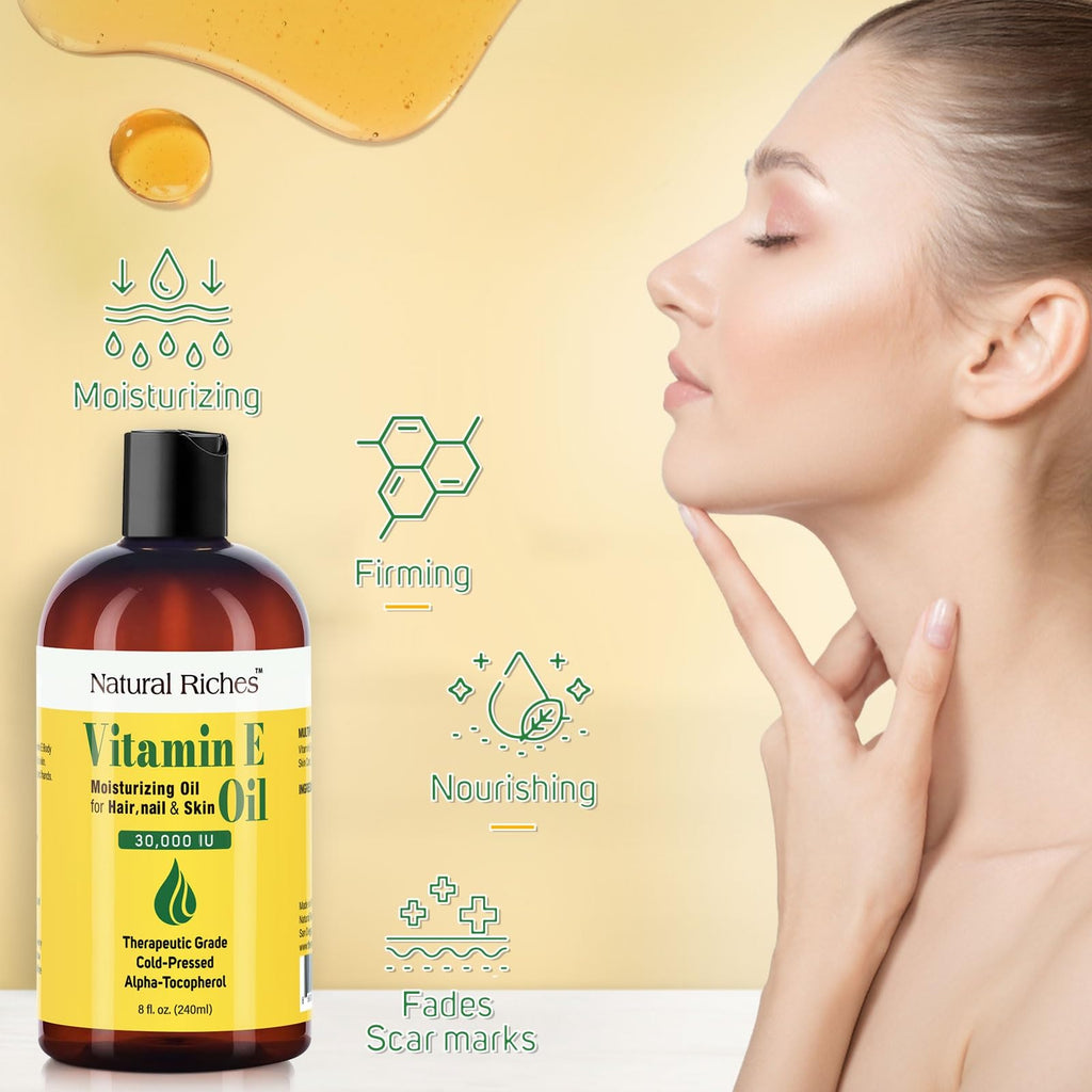 Vitamin E Oil for Skin, Face, Hair & Nails 8 Fl Oz - 30,000 IU