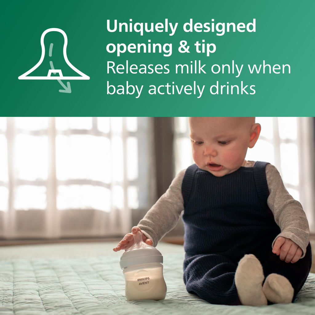 Philips Avent Natural Glass Baby Bottles, Slow Flow, 4 oz, BPA-Free, 4-Pack