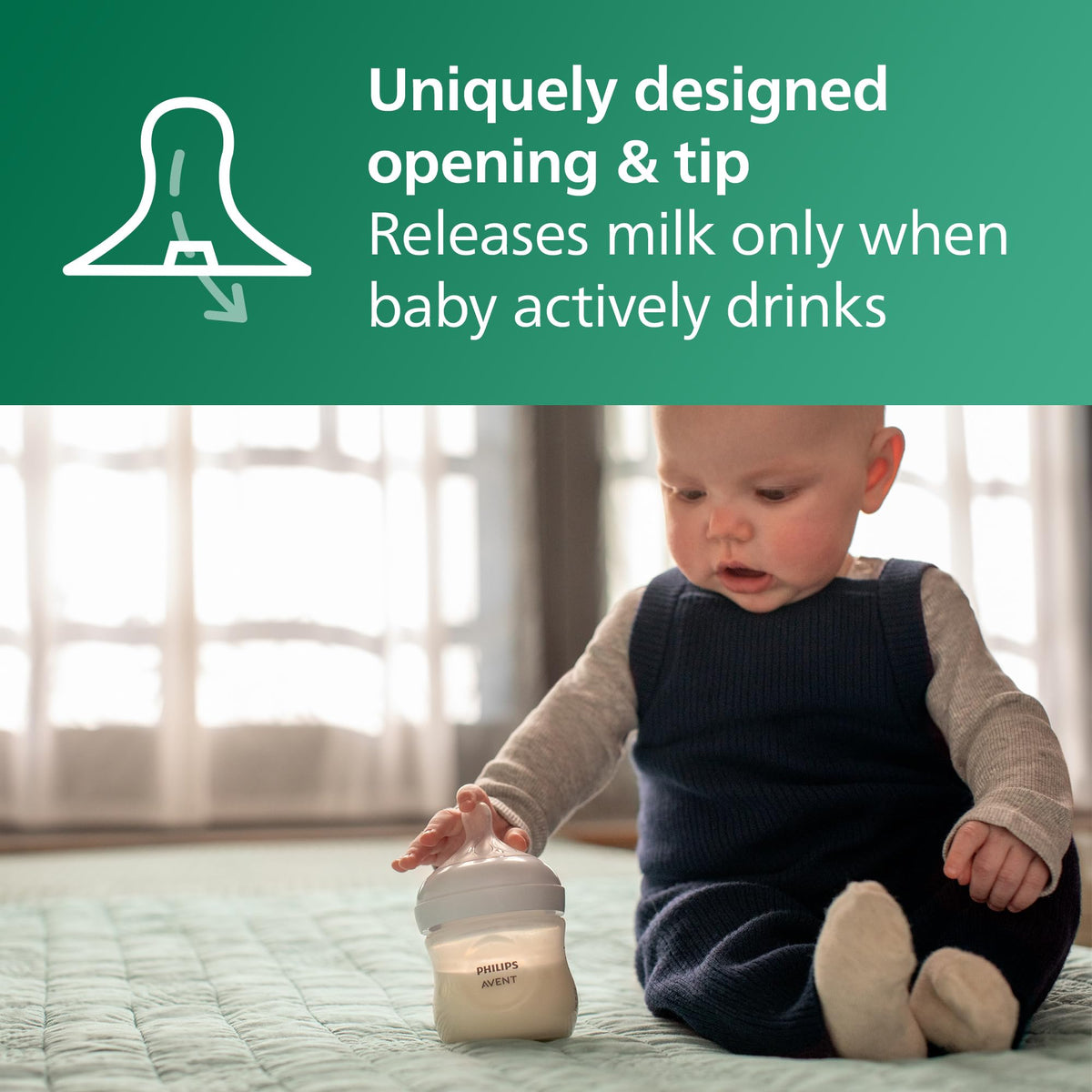 Philips Avent Natural Glass Baby Bottles, Slow Flow, 4 oz, BPA-Free, 4-Pack