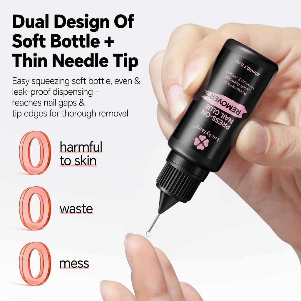 Luckyfairy Nail Glue Remover 20ml*2pcs for Press Ons Pinpoint