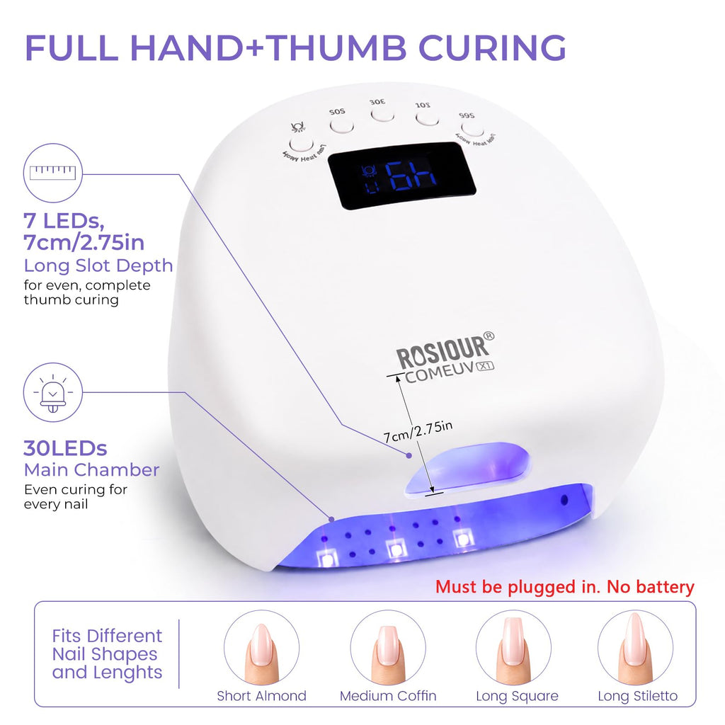 Dual Port UV Led Nail Lamp with Thumb, 48W UV Light for Nails, COMEUV X1