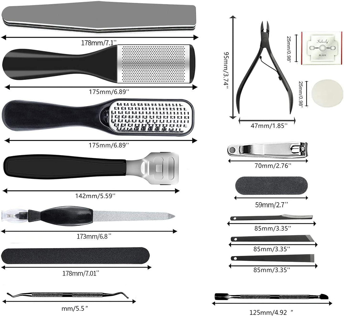 36 in 1 Professional Pedicure Kit, Foot File, Foot Rasp and Callus Remover