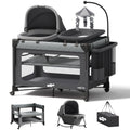 Pamo Babe Pack and Play with Bassinet - 7 in 1 One-Step Setup Bedside Crib, Portable Playpen, Travel Crib, Baby Playard with Diaper Changing Station, Toy Bar & Large Storage Bag