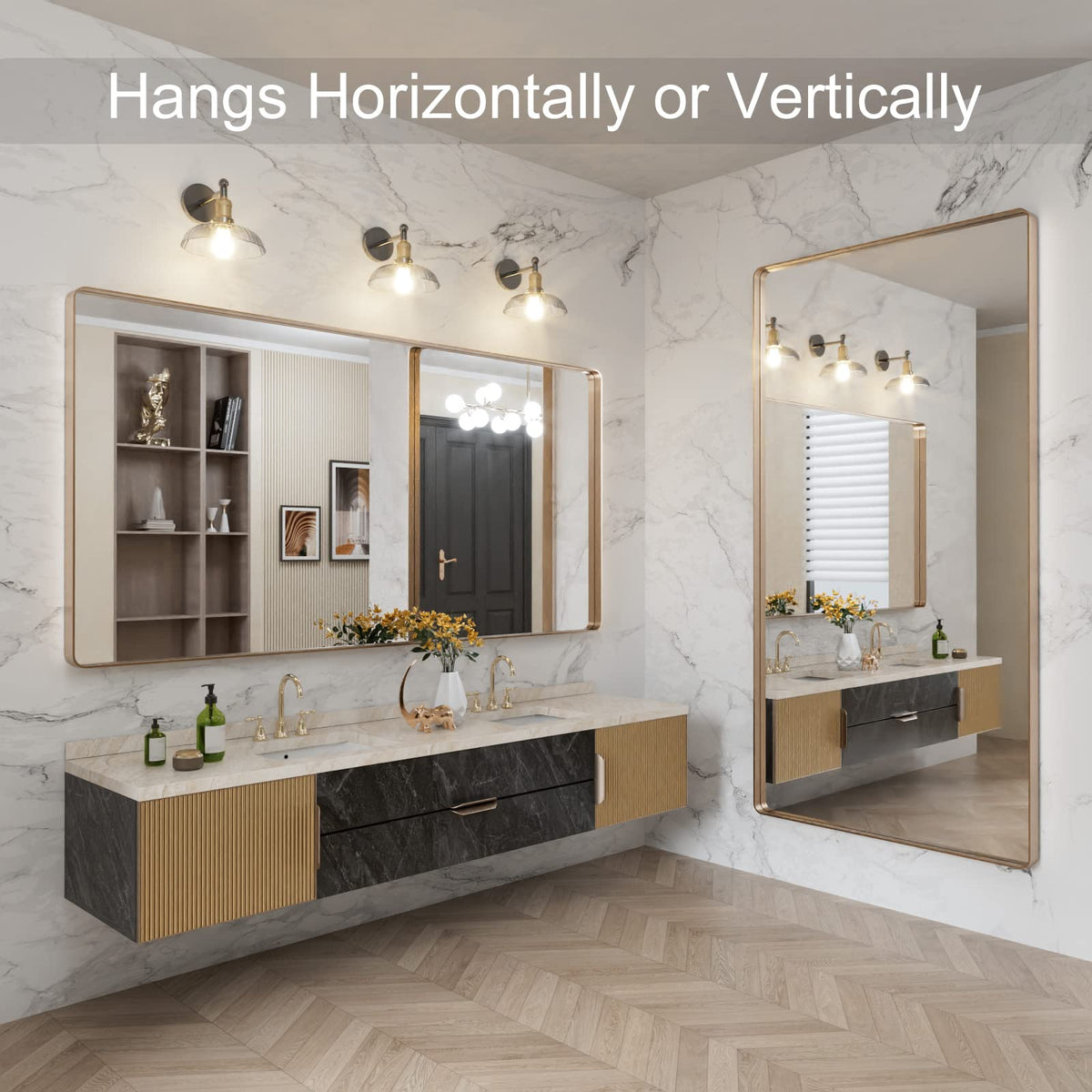 LOAAO 72"X36" Gold Bathroom Mirror