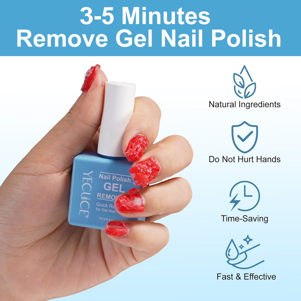 Gel Nail Polish Remover, (2pcs) Gel Polish Remover for Nails, No Need for Foil, Quick & Easy Polish Remover In 3-5 Minutes, No Need Soaking Or Wrapping-15ml