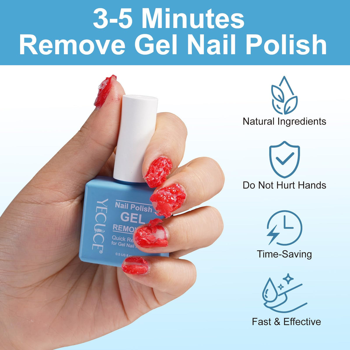 Gel Nail Polish Remover, (2pcs) Gel Polish Remover for Nails, No Need for Foil, Quick & Easy Polish Remover In 3-5 Minutes, No Need Soaking Or Wrapping-15ml