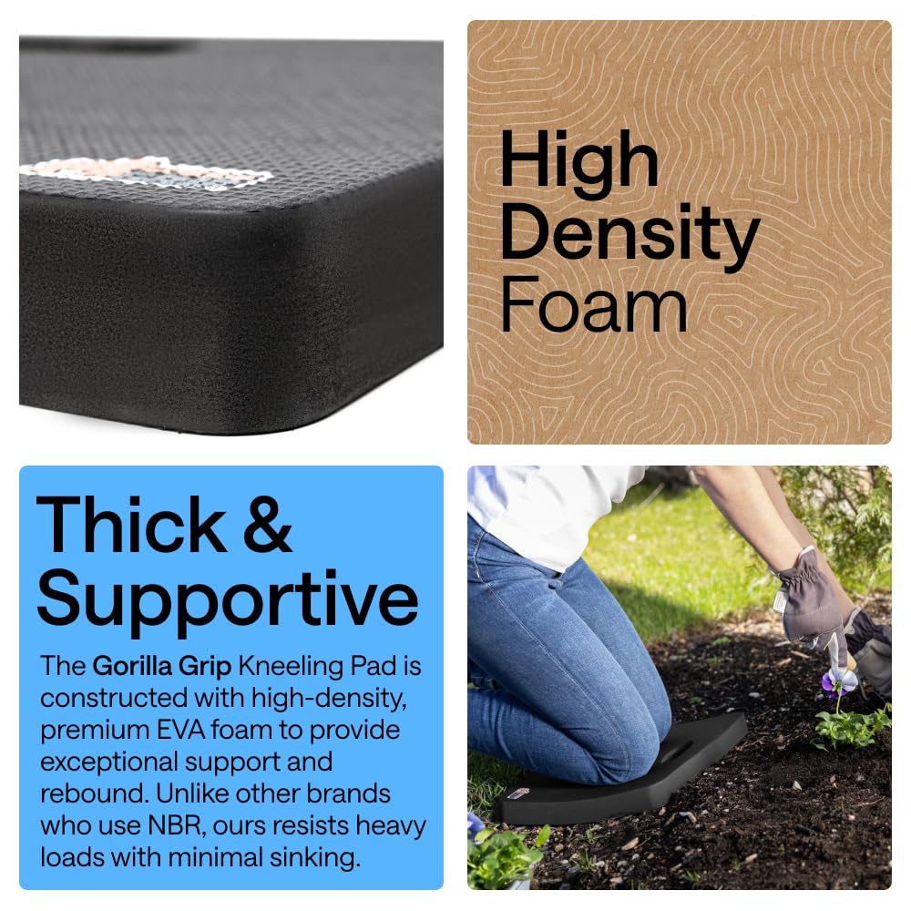GORILLA GRIP® Extra Thick Foam Kneeling Pad for Gardening, 17.5x11 Black