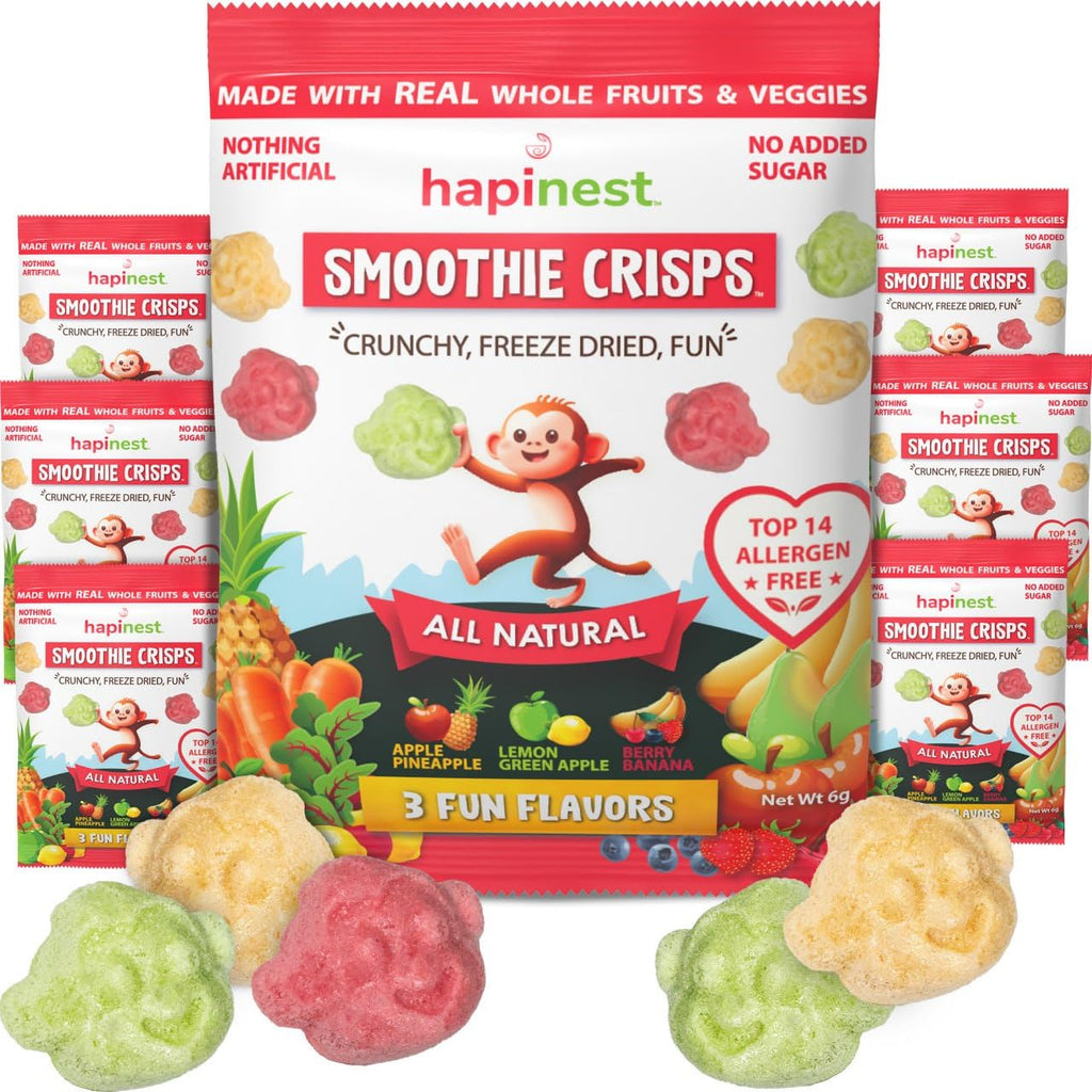 Hapinest Smoothie Crisps Healthy Snacks for Kids, 3 Flavors, 12ct