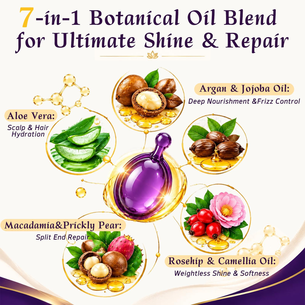 Amococo 2Packs Hair Oil 40 Capsules with Keratin, Argan Oil & Jojoba Oil, Nourishing & Strengthening Hair for Dry, Damaged Hair, Frizz Control & Softness for Women & Men