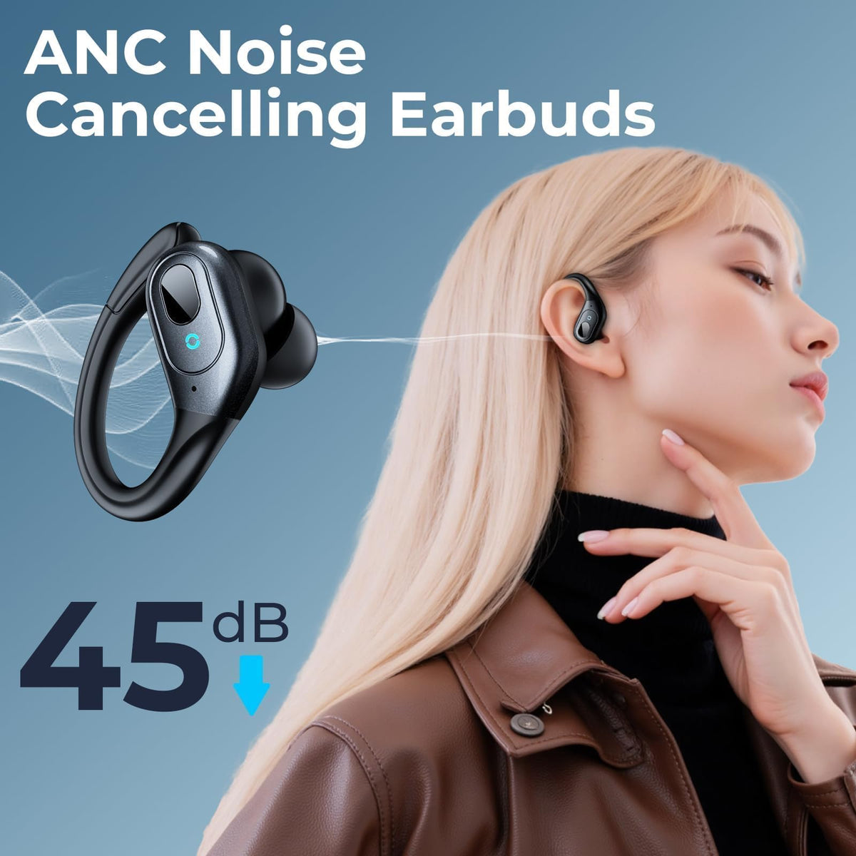 occiam Active Noise Cancelling Earbuds Wireless Bluetooth Headphones
