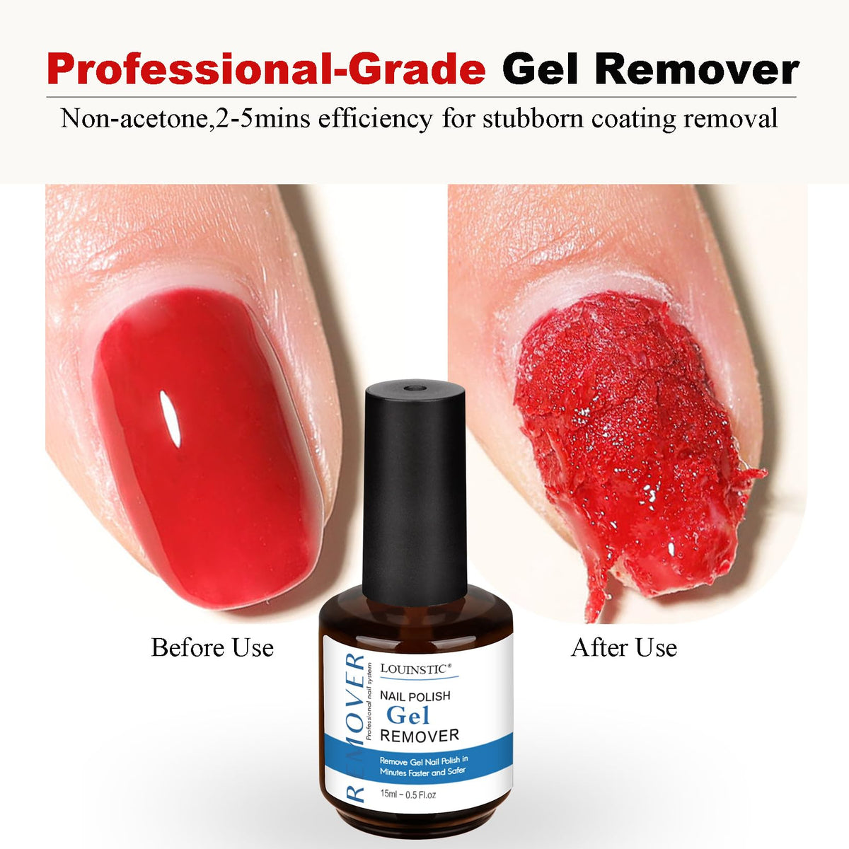 Gel Nail Polish Remover, 15ml Gel Remover for Nails No Need to Soak or Wrap