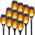 KYEKIO 12Pack Solar Torch Light with Flickering Flame for Halloween Decor