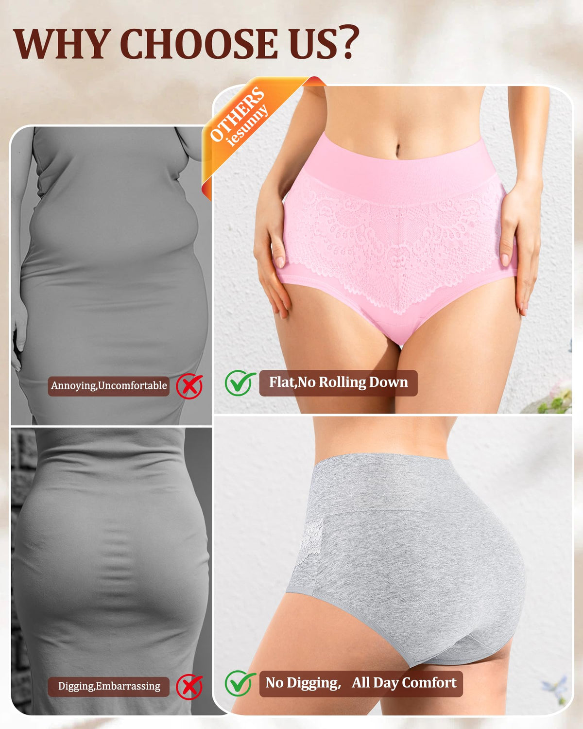 Tummy Control Underwear Womens High Waisted Cotton Postpartum Panties