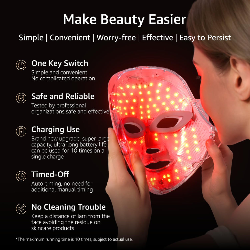 Red Light Therapy Mask for Face and Neck with 568 LEDs, Cordless & NIR