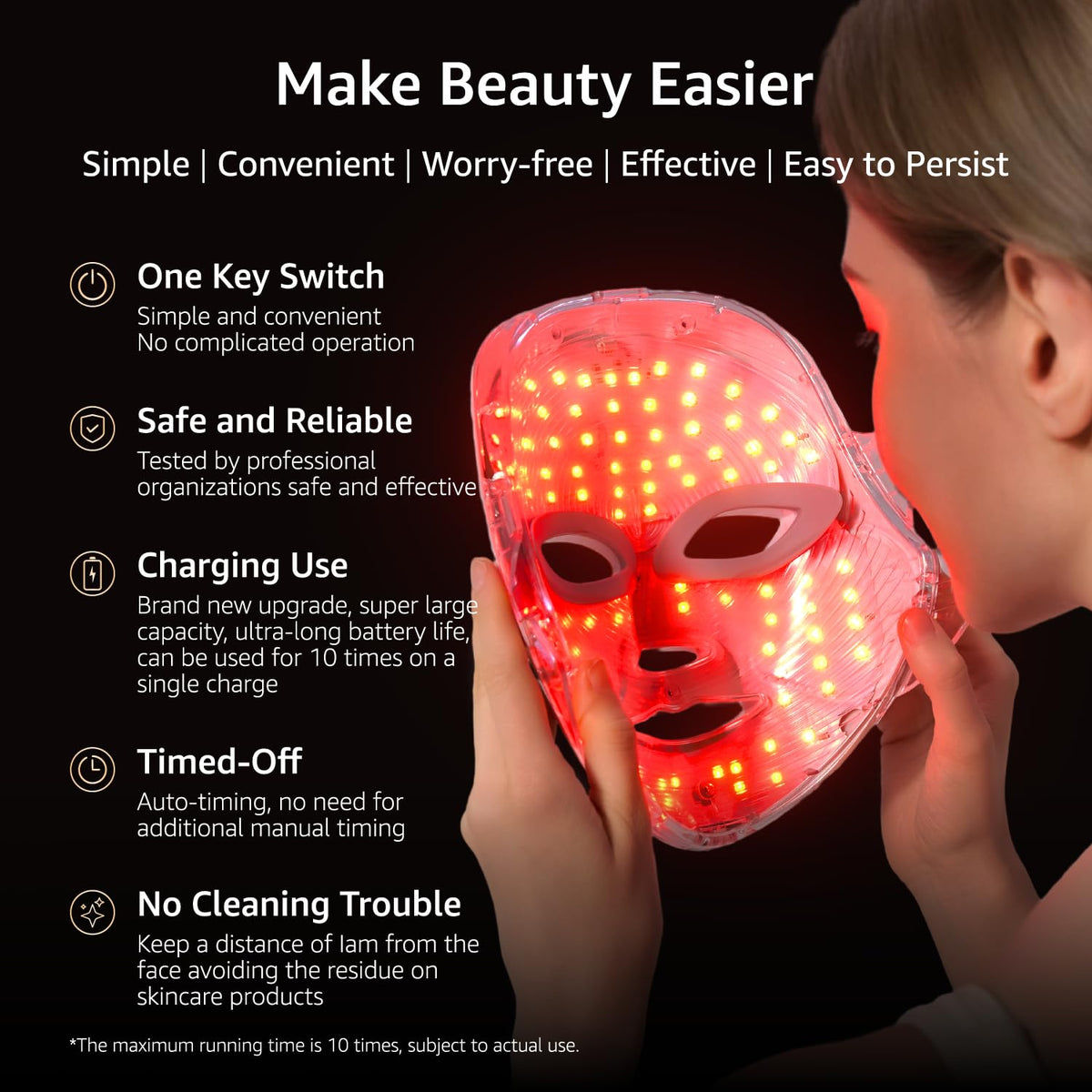Red Light Therapy Mask for Face and Neck with 568 LEDs, Cordless & NIR