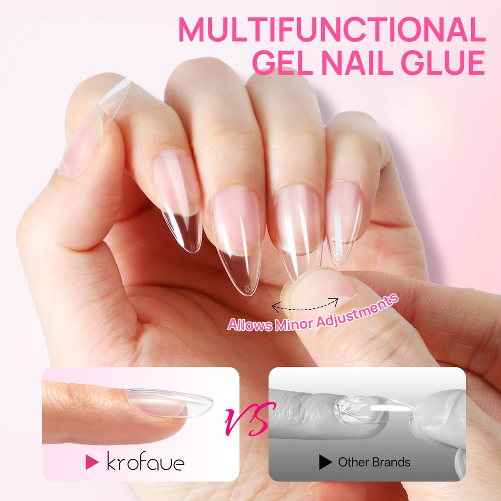 Krofaue Solid Nail Glue Gel 4 Pack, Press On Nail Glue, Strong Bond