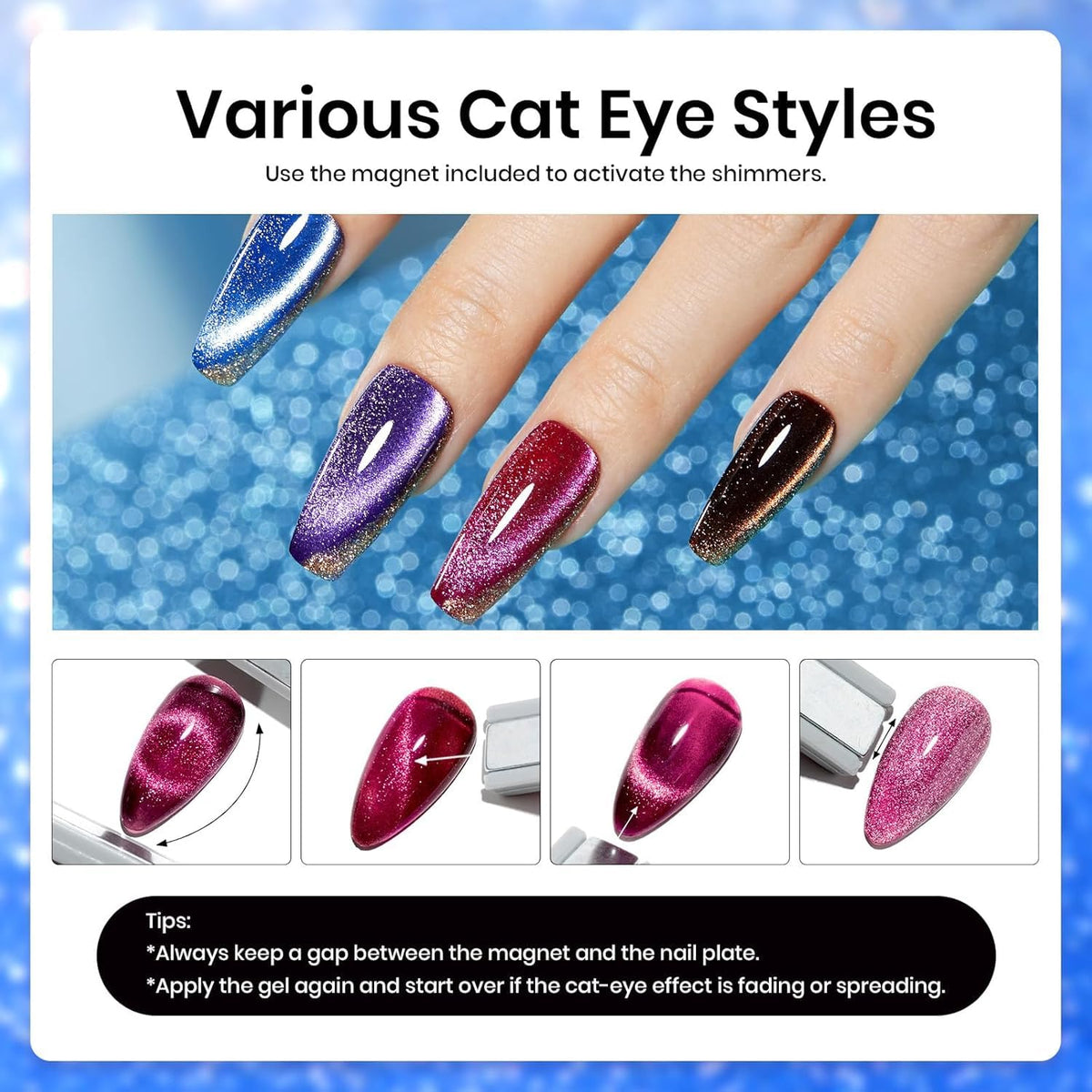 Beetles Cat Eye Gel Nail Polish Set, 36 Colors Magnetic Fall Gel Polish Kit