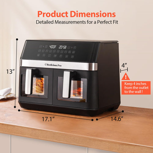 12QT Large Dual Air Fryer, 10-in-1 with SyncCook, ProTemp & UltraCrisp Tech