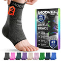 Modvel Foot & Ankle Brace Socks for Sprained Ankle Compression Sleeve - Foot Support for Women & Men - Tendonitis & Arthritis Ankle Brace Sports Running, Torn Ligaments & Women Stabilizing Ankle Wrap