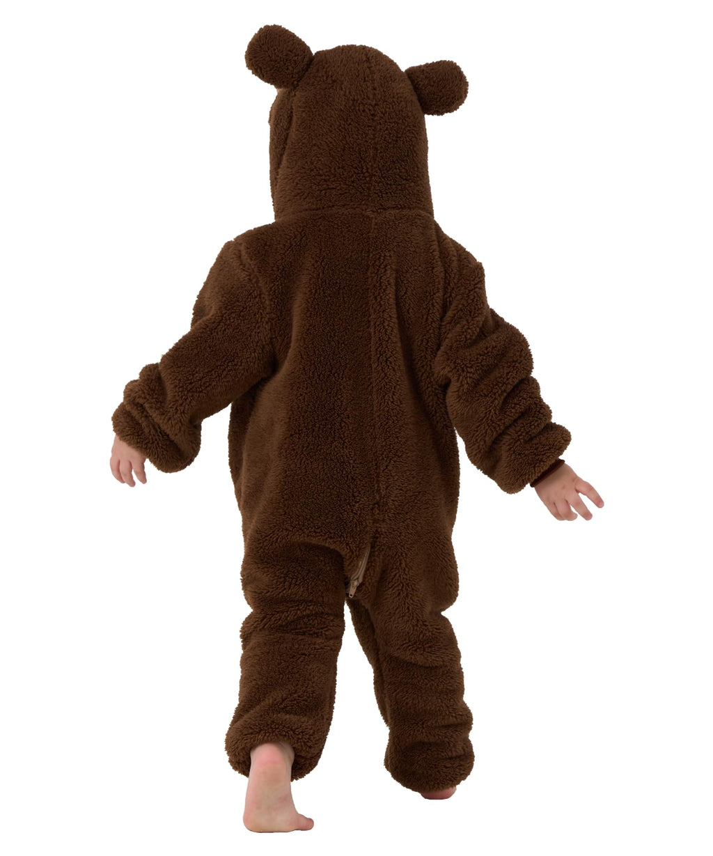 LONULAIN Unisex Baby Animal Costume Pajamas, Infant Flannel Hooded Halloween Romper Cosplay Costume/Homewear/Sleepwear (Bear,24-30 Months)