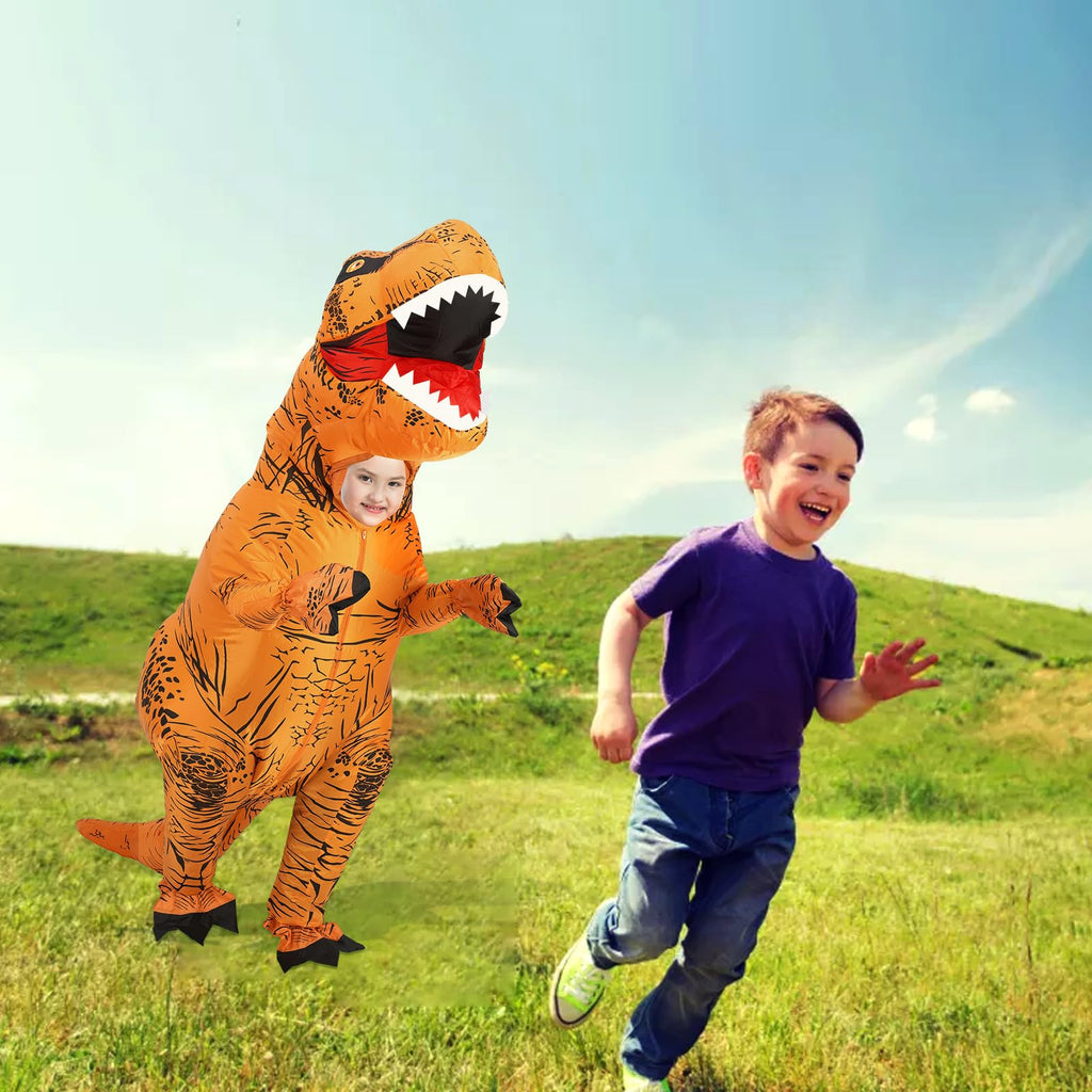 Inflatable Dinosaur Costume Kids, Durable T-REX Costume for Halloween,Brown