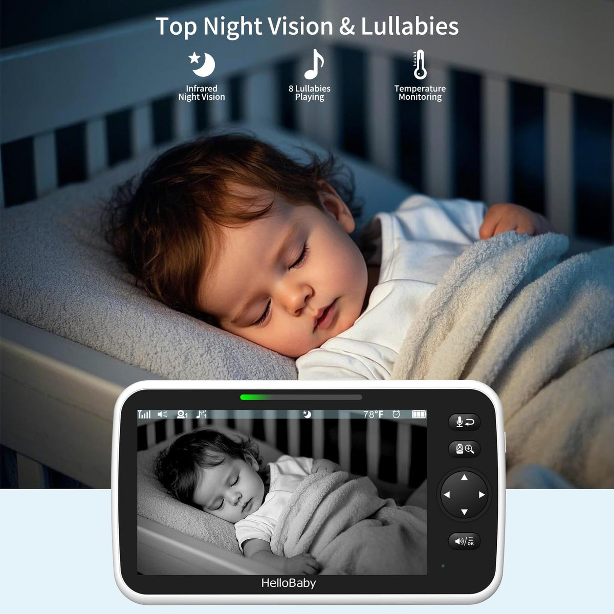 HelloBaby 6" No WiFi Video Baby Monitor with Camera Audio, 33H Battery
