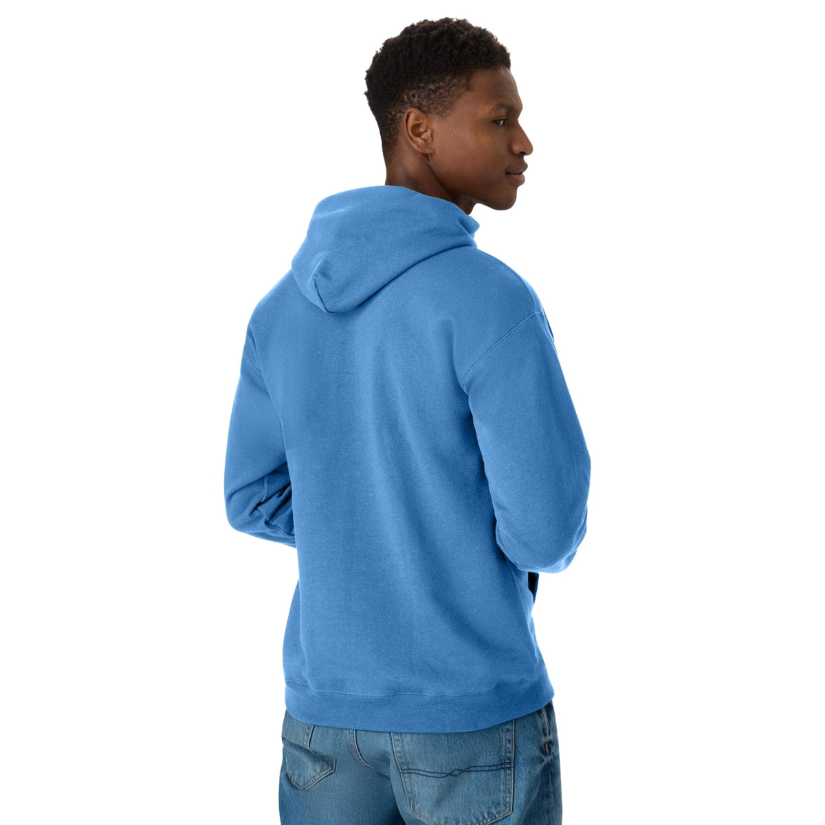 Hanes Men's Pullover EcoSmart Hooded Sweatshirt, denim blue, Large