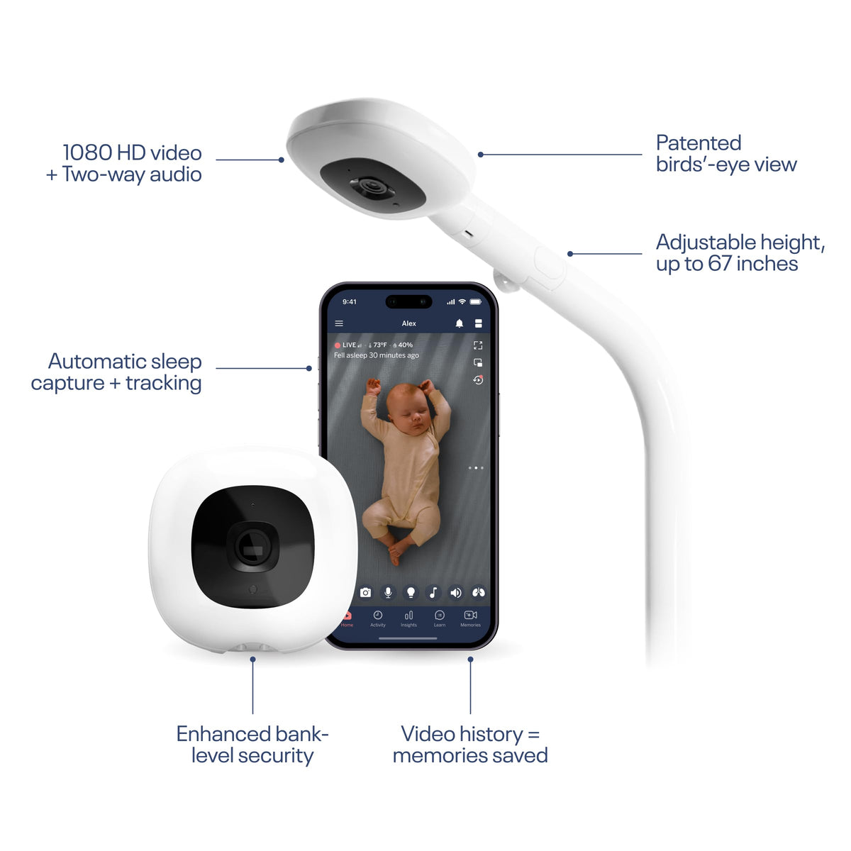 Nanit Smart Baby Video Monitor - Camera & Floor Stand - 1080p Wi-Fi Camera