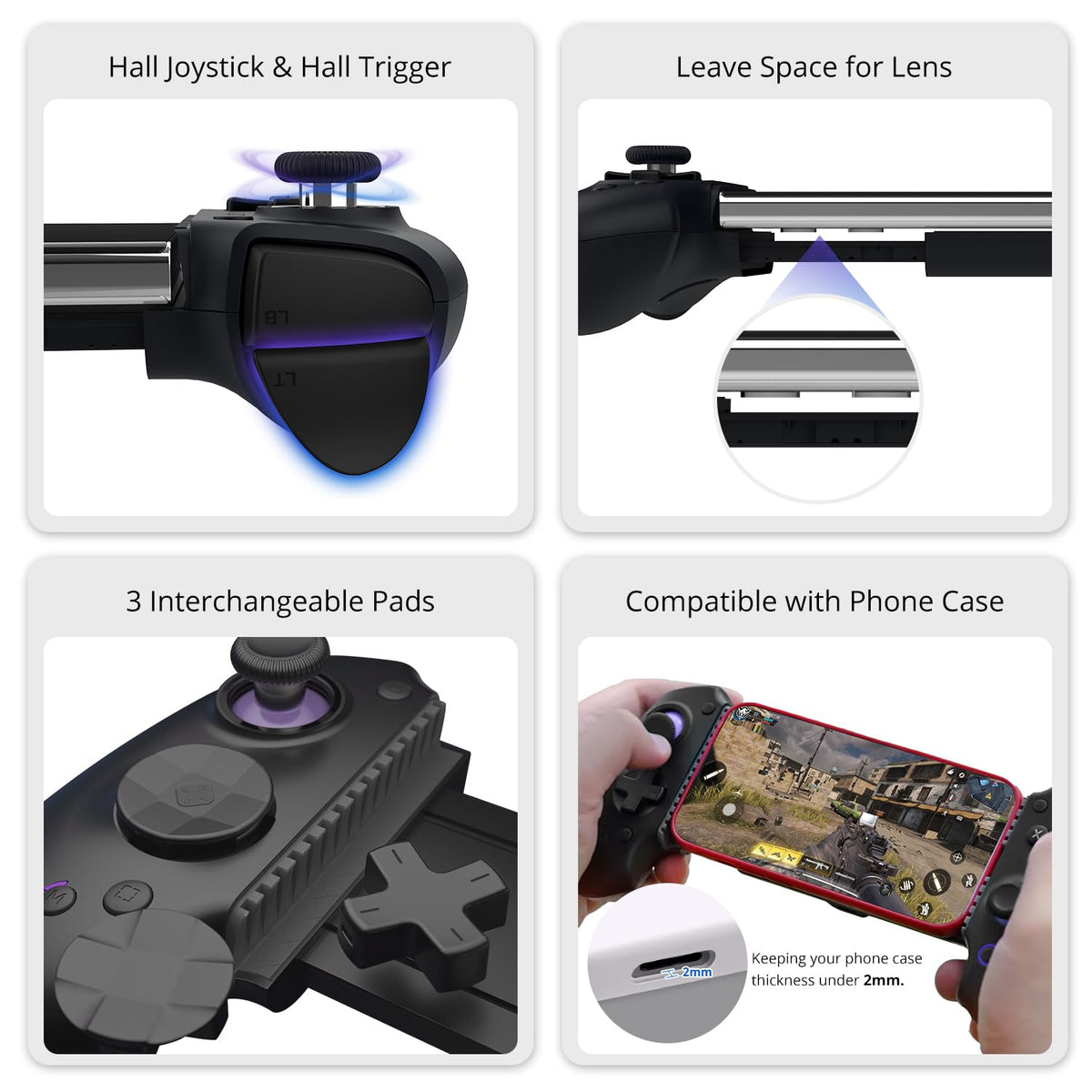 abxylute S9 Full-Size Gaming Phone Controller for iPhone 15/16/17, iPad Mini 6/7 Android Tablet Bluetooth TypeC Mobile Gamepad Free Button Mapping Genshin Impact, Hall Effect Joystick (black)