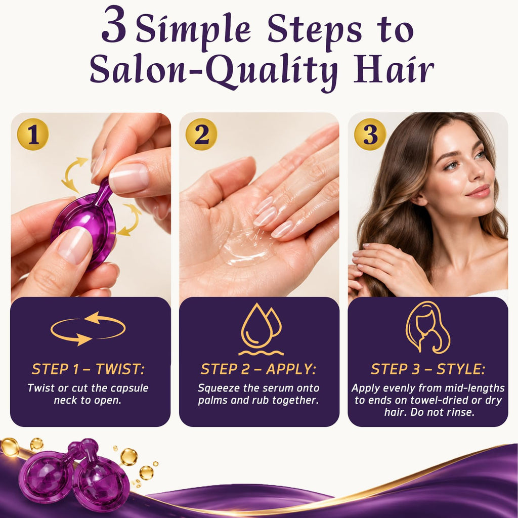 Amococo 2Packs Hair Oil 40 Capsules with Keratin, Argan Oil & Jojoba Oil, Nourishing & Strengthening Hair for Dry, Damaged Hair, Frizz Control & Softness for Women & Men