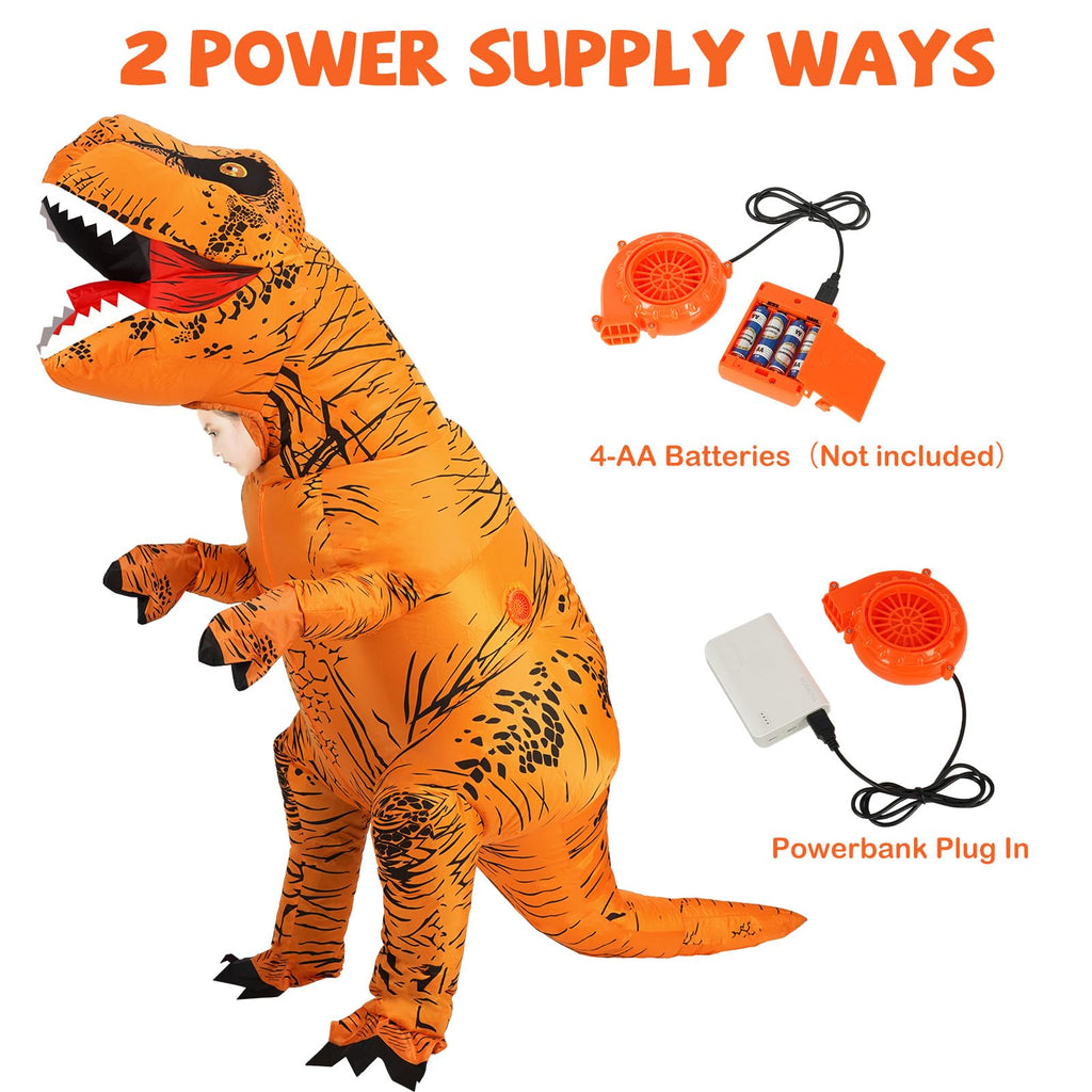 Inflatable Dinosaur Costume Kids, Durable T-REX Costume for Halloween,Brown