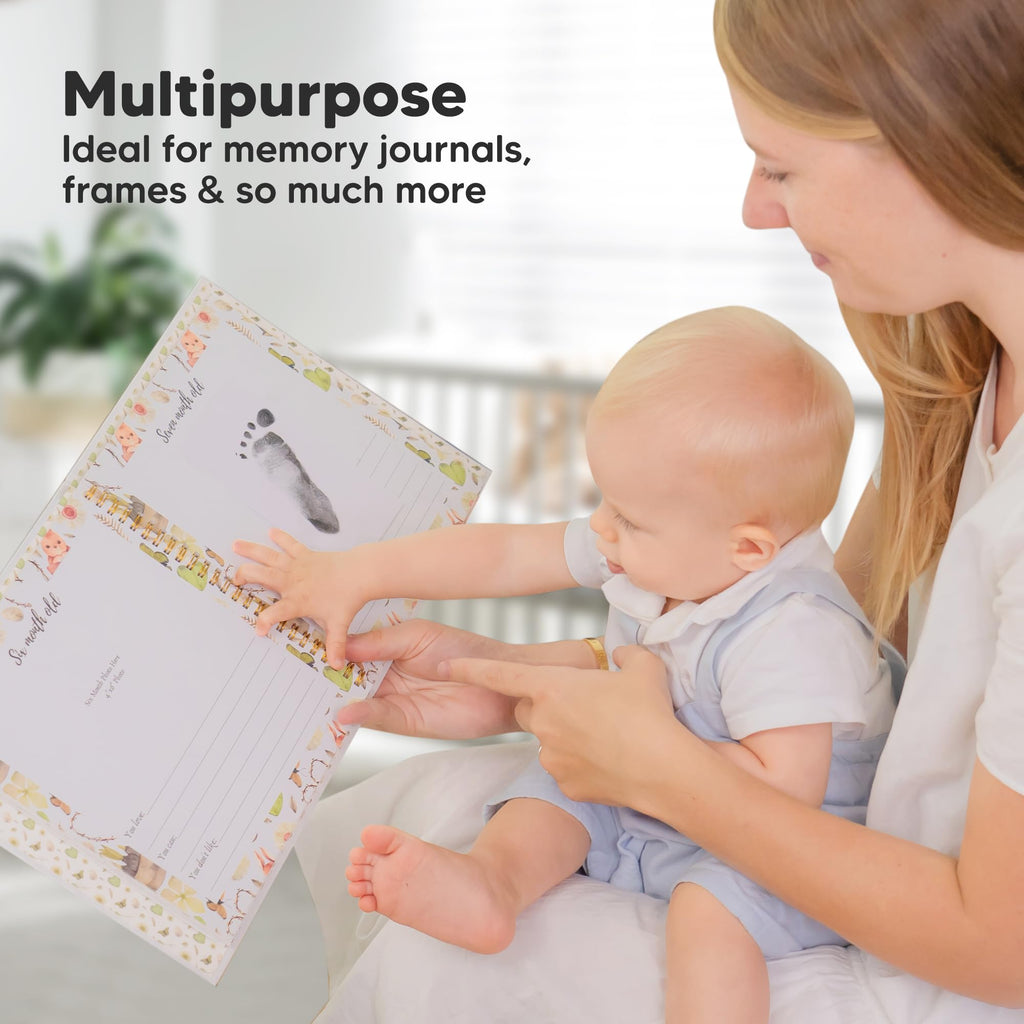 4pk Inkless Baby Hand and Footprint Kit, Mess Free Ink Pads (Jet Black, R)