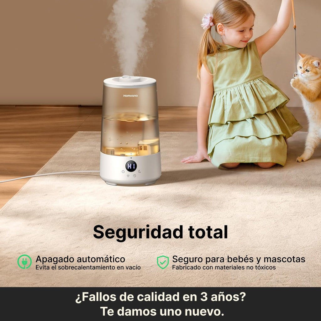 Homvana Top-Fill Humidificador Bebes Mocosy Tos, Cool Mist(3.6L,Gris)