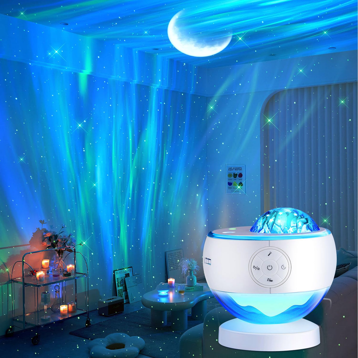LED Galaxy Projector Sound Machine Aurora Night Light Projector with 30 Sounds,16 Colors Bluetooth Speaker, Remote Timer Teen Girl Gift Trendy Stuff Led Lights for Bedroom Sensory Light for Autism