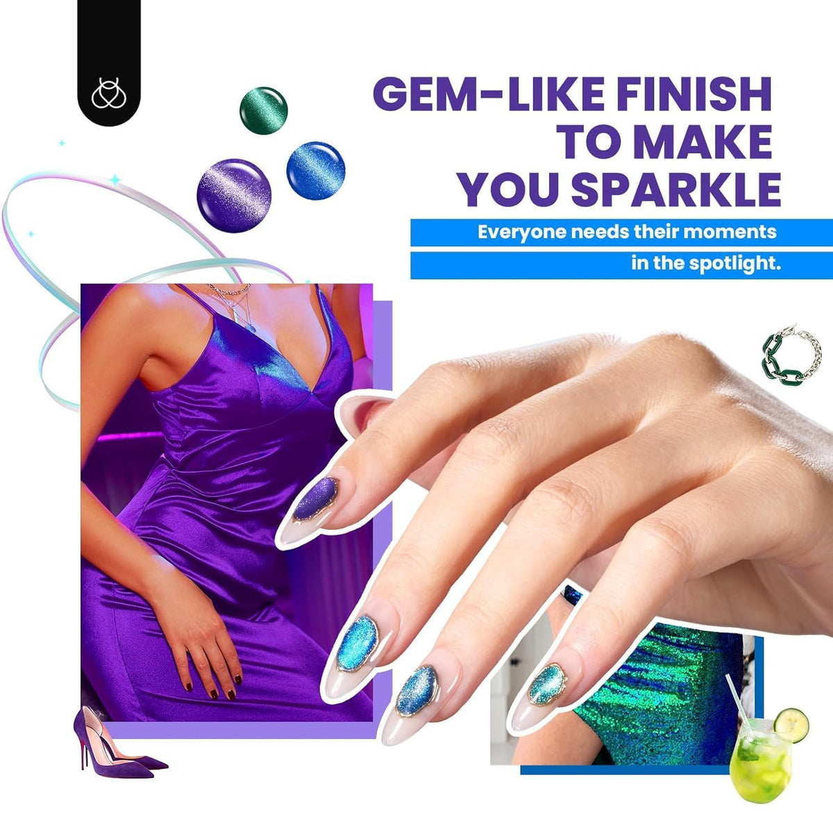 Beetles Cat Eye Gel Nail Polish Set, 20 Colors Fall Cat Eye Glitter Gel