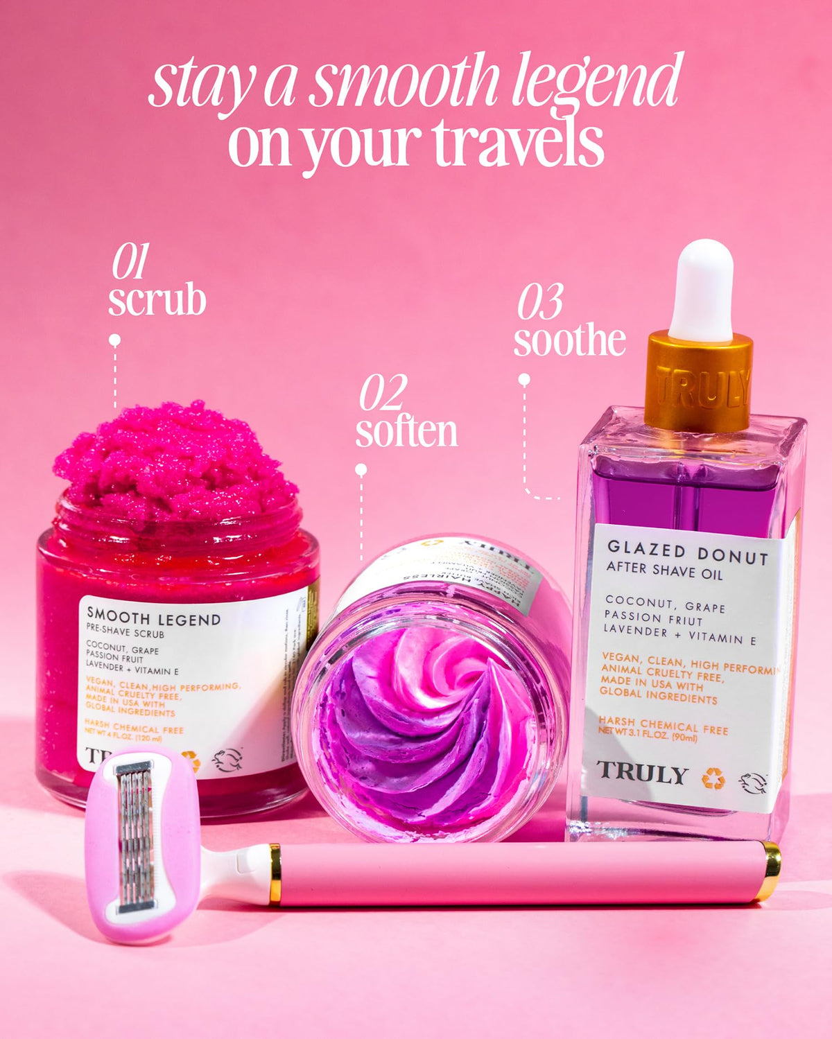 Truly Beauty Smooth Legend Shave Set | 5-Piece Women's Shaving Kit