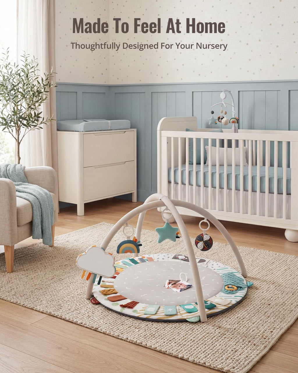Blissful Diary Baby Play Gym, 5 Development Zones Activity Tummy Time Mat