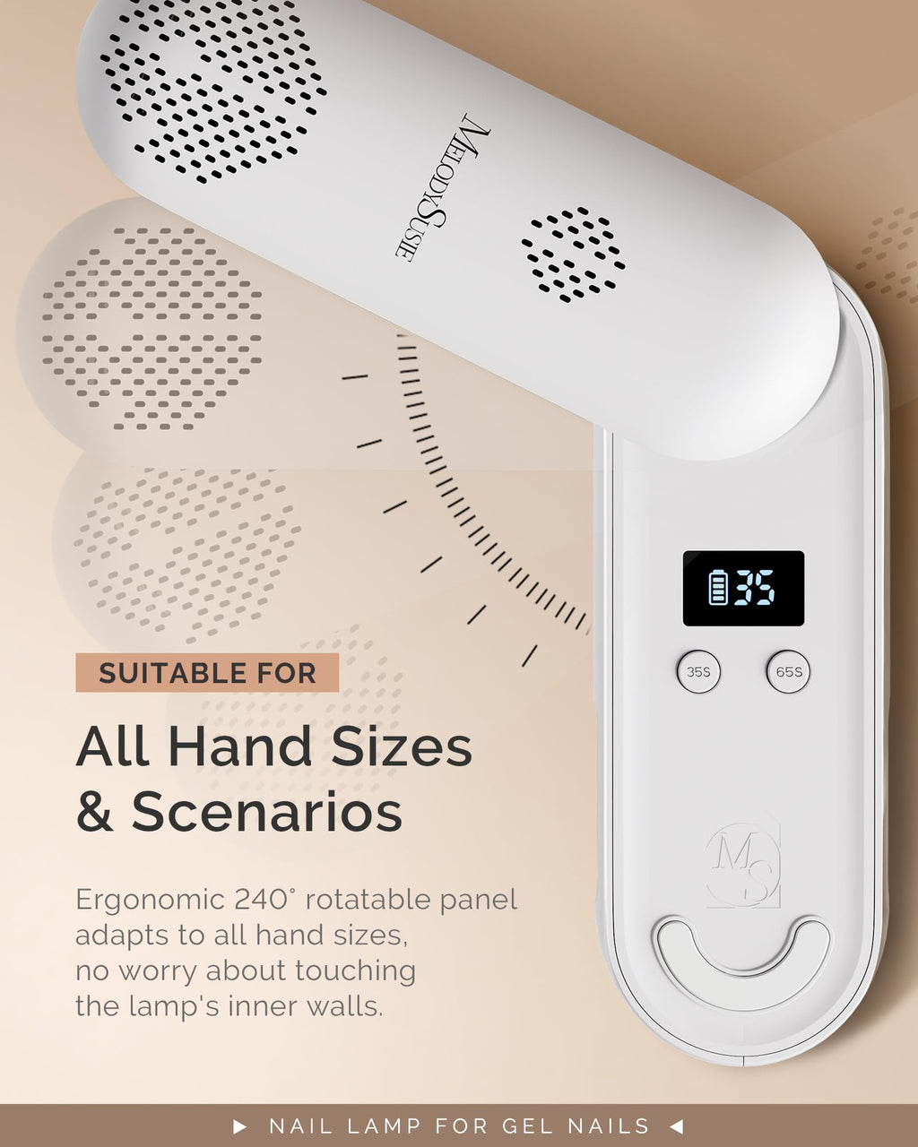 MelodySusie Compact Cordless UV LED Nail Lamp P-PLUS20F for UV Protection