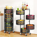 SAYZH 5 Tier Fruit Vegetable Basket Stand for Kitchen, Rotating, Black