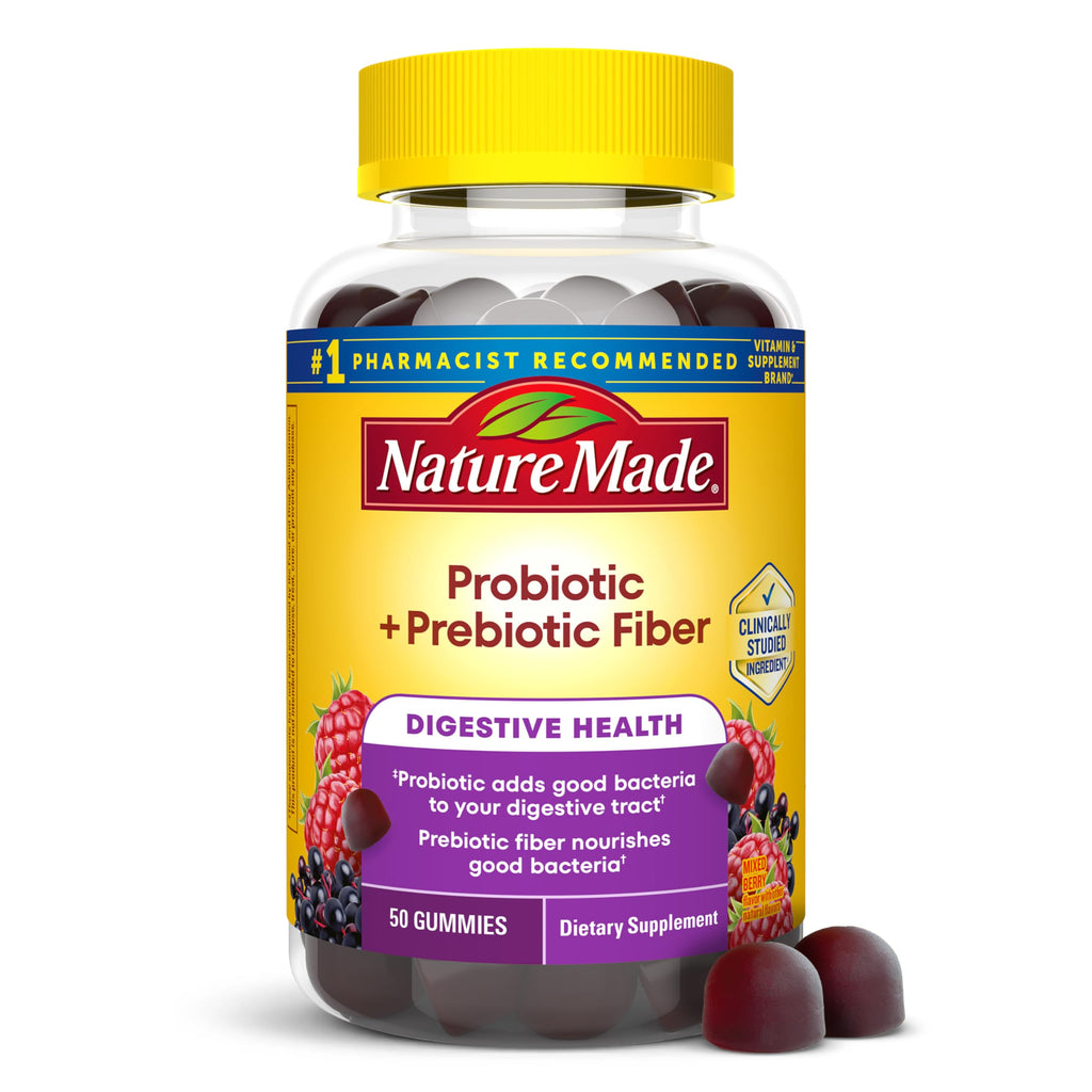 Nature Made Probiotic + Prebiotic Fiber Gummies, 50 Gummies