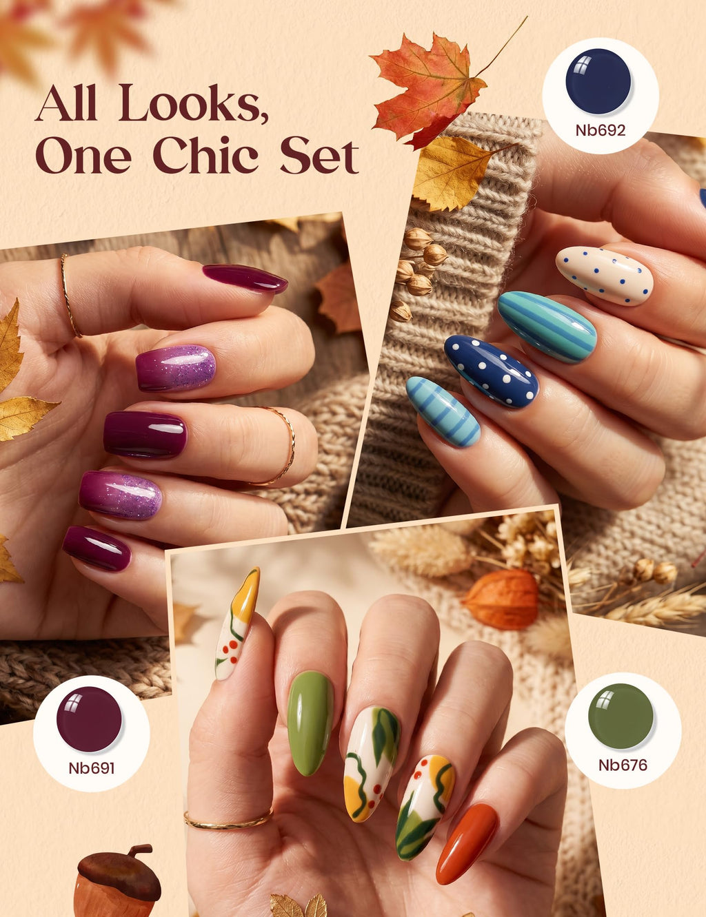 Beetles Retro Reverie Gel Polish Box, Beetles Fall Nails Hema-Free
