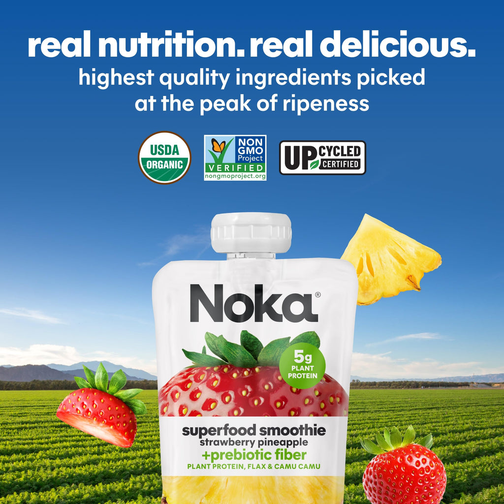 Noka Organic Superfood Smoothie Pouches, Healthy Snacks, Variety Pack 12pk