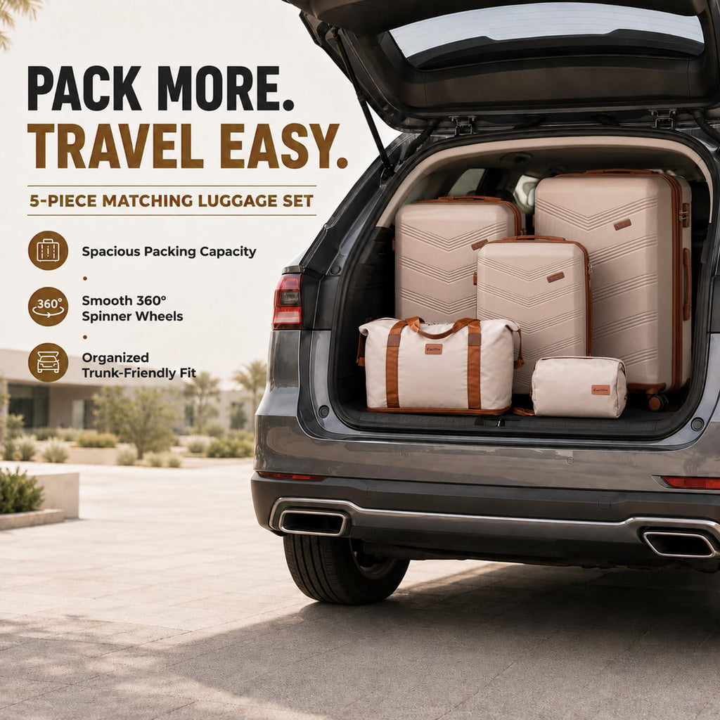CONCEPTEN Expandable Luggage Sets 5 Piece Suitcases with Spinner Wheels