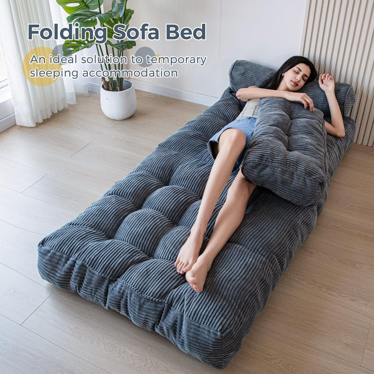MAXYOYO Folding Sofa Bed, Convertible Chair Bed with Pillow