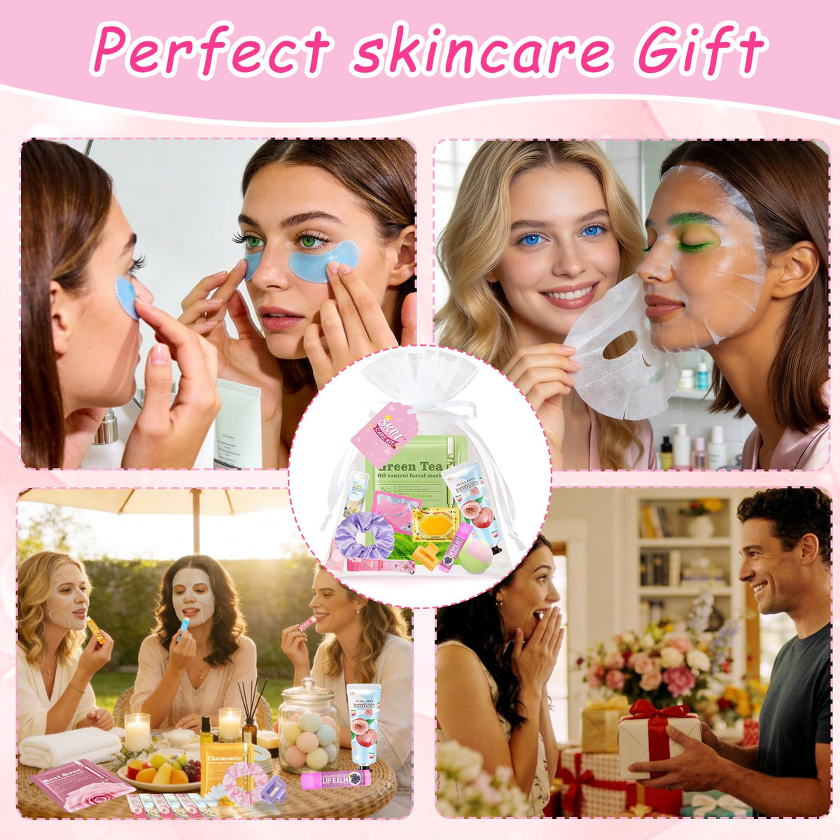 FOCone 156 PCS Spa Party Supplies for Women|Spa Party Favors Include Face Masks Lip Balm Under Eye Patches |Spa Party Favors for Bridal Wedding Spa Birthday Sleepover Party Supplies Spa Sleepover Kit