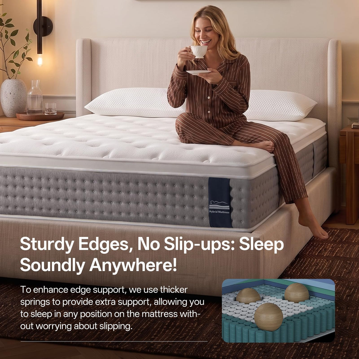 King Size Mattress, 14 Inch Hybrid Matress with Memory Foam & Individual Pocket Springs, King Mattress in a Box, Pressure Relief, Edge Support, Motion Isolation