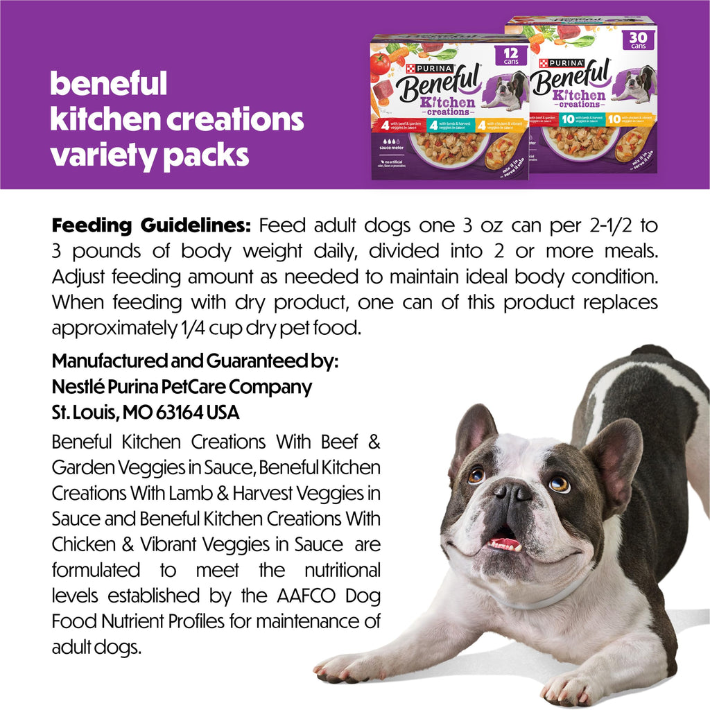 Purina Beneful Kitchen Creations Wet Dog Food Variety Pack, (30) 3 oz Cans