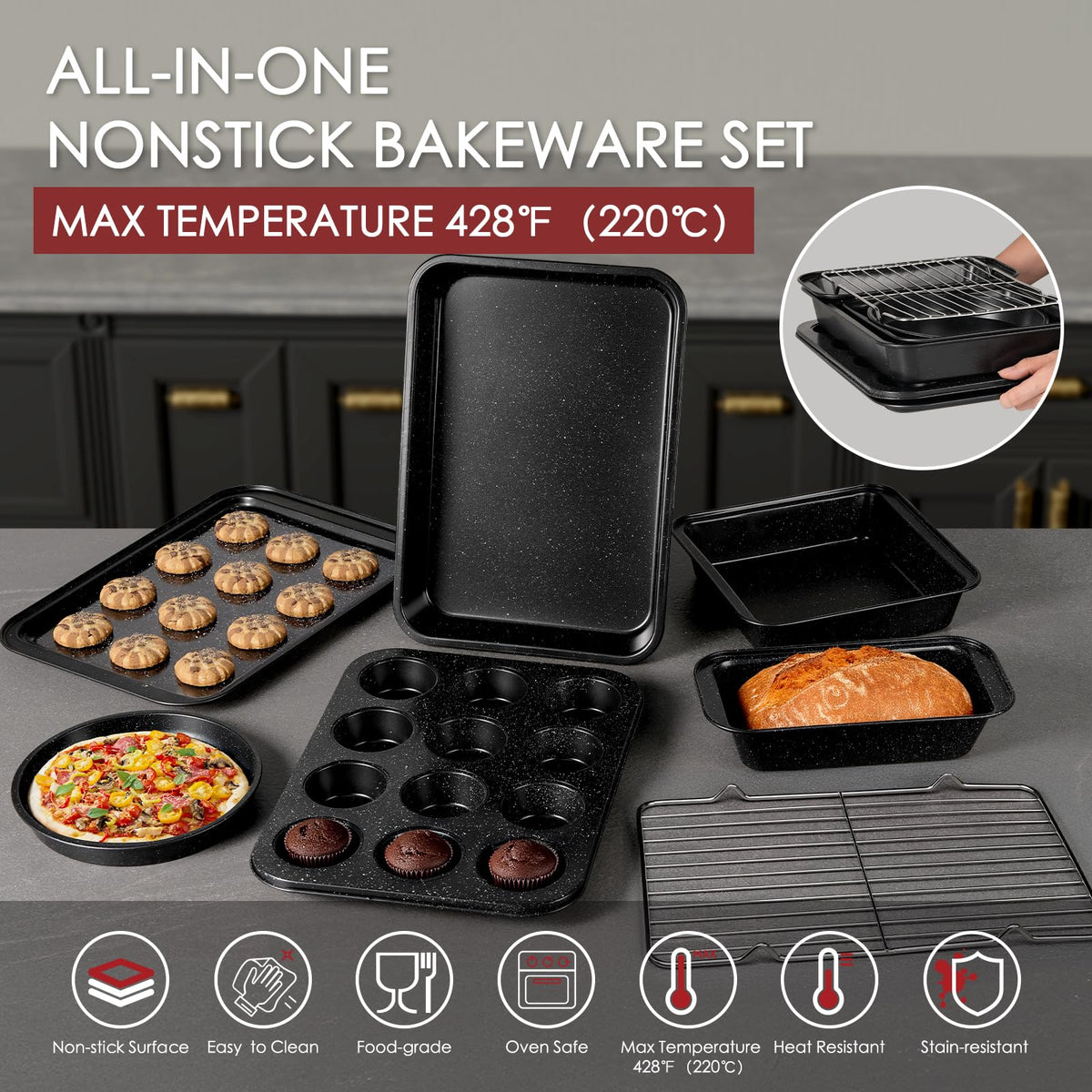 Kikcoin 31 Piece Pots and Pans Set Non Stick Kitchen Cookware Sets