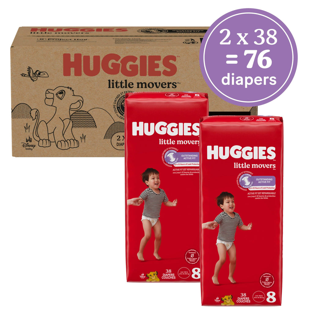 Huggies Little Movers Diapers Size 8, 76 Count (2 Packs of 38)